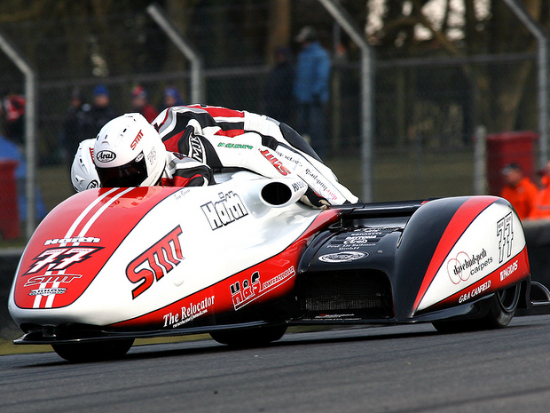 Isle of Man TT Sidecar star Tim Reeves, with brother Tristan, in action at Brands Hatch (Glynne Lewis)
